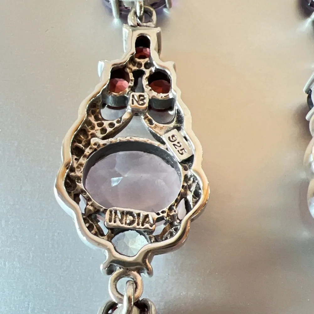 🌟NICKY BUTLER 925 Sterling Silver Rose Quartz Garnet Moonstone Drop Earr… - Picture 9 of 11